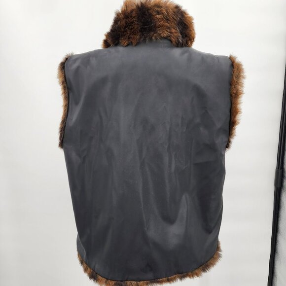 COACO New York Faux Mink Reversible Brown & Black Winter Vest M - Picture 7 of 11